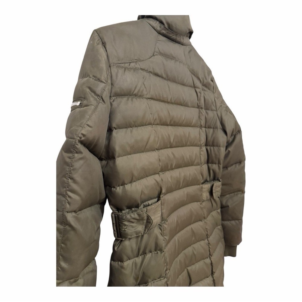 Sam Edelman Olive Green Lightweight Long Quilted Puffer Coat S Transition - Picture 6 of 11